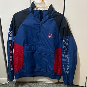 Nautica Blue and Red Half-Zip Jacket